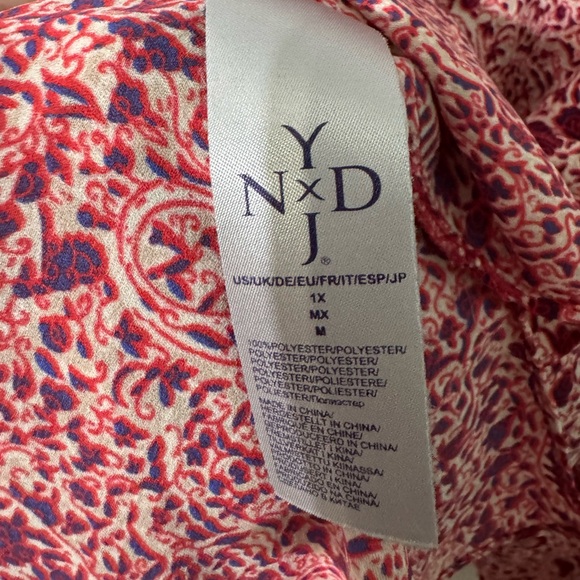 NYDJ red pink blue Tunic Top shirt blouse plus size 1x 3/4 sleeve - Picture 4 of 6